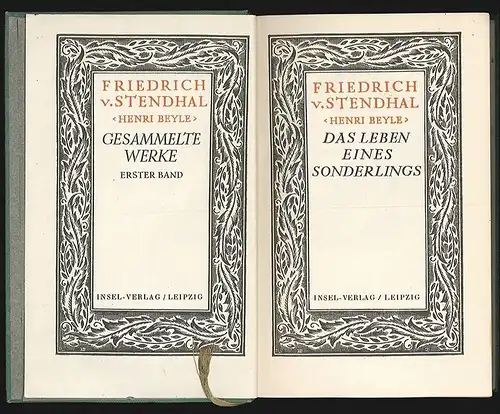 Gesammelte Werke. STENDHAL, Friedrich [d. i. Henry Beyle].