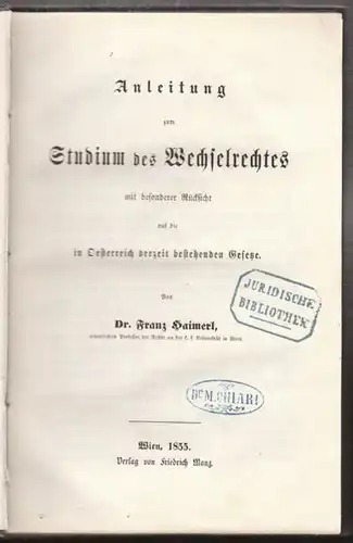 HAIMERL, Anleitung zum Studium des... 1855