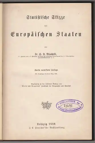BRACHELLI, Statistische Skizze der Europäischen... 1880