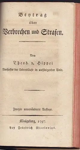 HIPPEL, Biographie des Königl. Preuß.... 1801