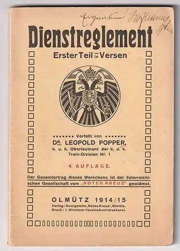 Dienstreglement. Erster Teil in Versen. POPPER, Leopold.