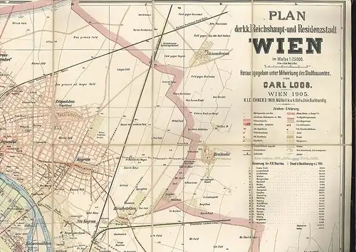 Plan der Reichshaupt- und Residenzstadt Wien. Maßstab 1: 25.000. LOOS, Carl (Hrs