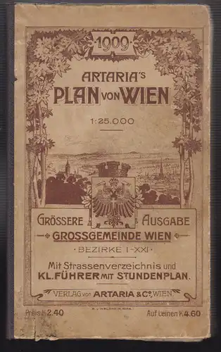 Plan der Grossgemeinde Wien. Bezirke I- XXI. Mit Strassenverzeichnis und kl. Füh