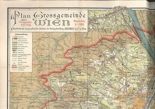 Plan der Grossgemeinde Wien. Bezirke I- XXI. Mit Strassenverzeichnis und kl. Füh