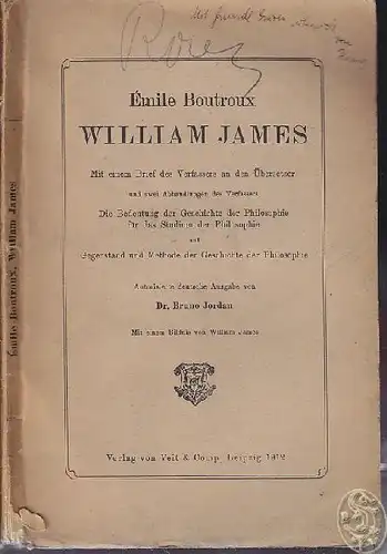 BOUTROUX, William James. Mit einem Brief des... 1912