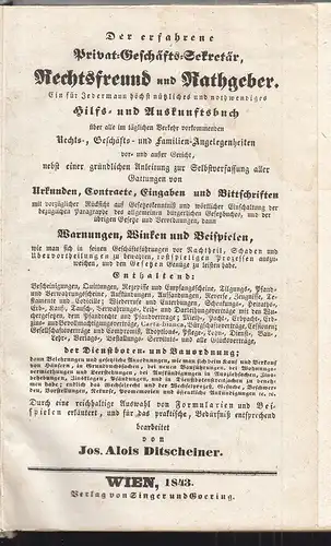 Der erfahrene Privat-Geschäfts-Sekretär, Rechtsfreund und Rathgeber : ein für je