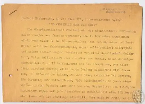 `Im Wirtshaus muss man sein`. EISENREICH, Herbert.