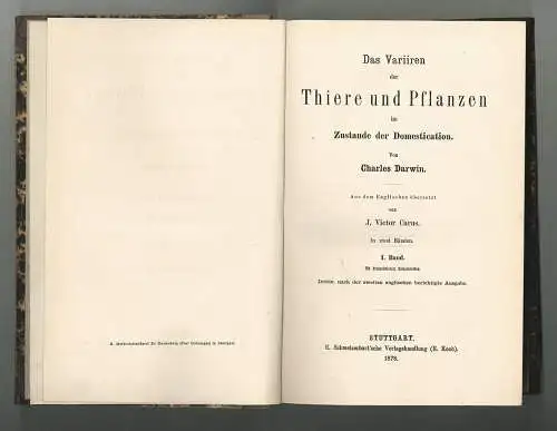 Das Variiren der Thiere und Pflanzen im Zustande der Domestication. Aus dem Engl