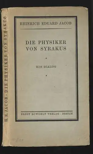 Der Physiker von Syrakus. Ein Dialog. JACOB, Heinrich Eduard.