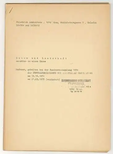 Konvolut - 4 Texte. ACHLEITNER, Friedrich.