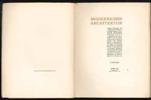Moderne Architektur. WAGNER, Otto.