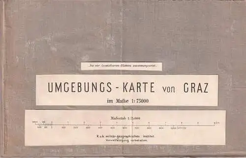 Umgebungs-Karte von Graz. Im Maßstab 1: 75.000. Aus vier Specialkarten-Blättern