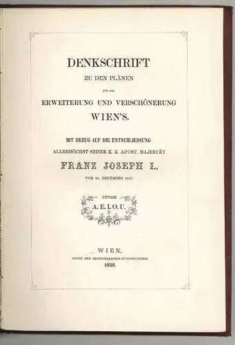 Denkschrift zu den Plänen für die Erweiterung und Verschönerung Wien`s.  0114-24