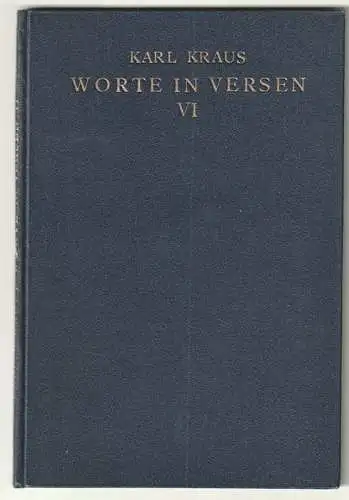 Worte in Versen VI. KRAUS, Karl.