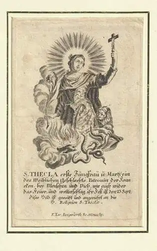 S. Thecla erste Jungfrau u. Martyrin des Weiblichen Geschlechts, Patronin der Kr