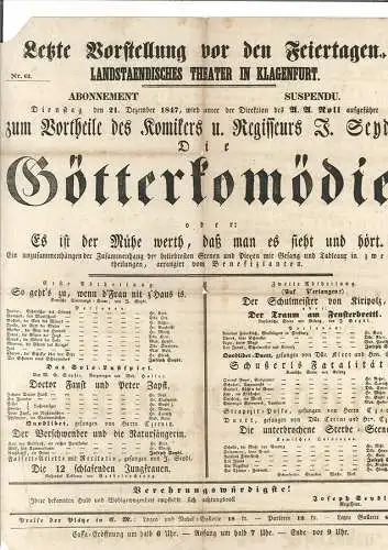 Letzte Vorstellung vor den Feiertagen. Landesstaendisches Theater in Klagenfurt.