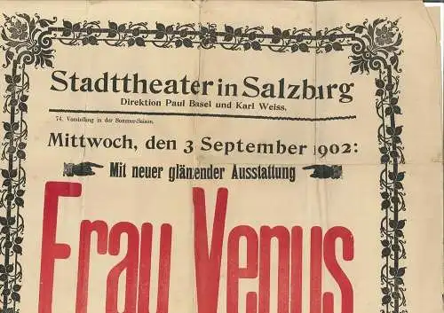Stadttheater in Salzburg. Direktion Paul BLASEL und Karl WEISS. 74. Vorstellung