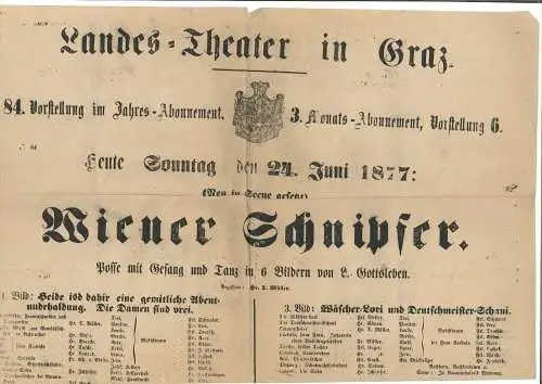 Landes-Theater in Graz. 84. Vorstellung im Jahres Abonnement. 3. Monats-Abonneme