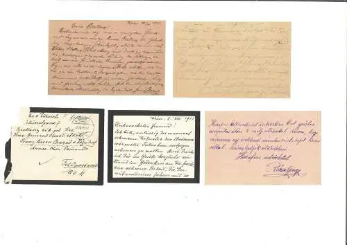Konvolut von 5 Briefen bzw. Karten an Franz Conrad von Hötzendorf.