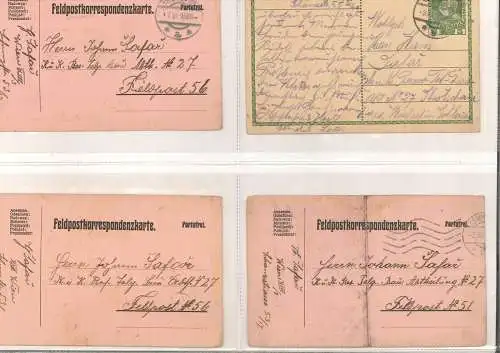Konvolut von 184 Feldpostkarten eines Wiener Soldaten.