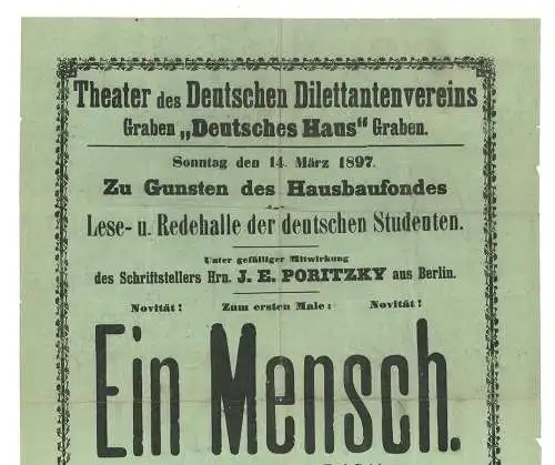 Theater des Deutschen Dilettantenvereins, Graben "Deutsches Haus". Sonntag den 1