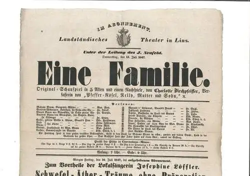 Im Abonnement. Landständisches Theater in Linz. Unter der Leitung des J. Neufeld