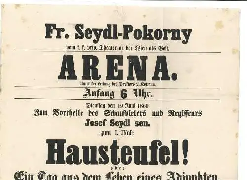 Fr. Seydl-Pokorny vom k.k. priv. Theater an der Wien als Gast. Arena. Unter der 