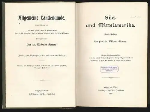 SIEVERS, Süd- und Mittelamerika. 1903