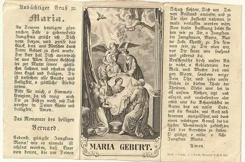 Maria Geburt. Andächtiger Gruß zu Maria.