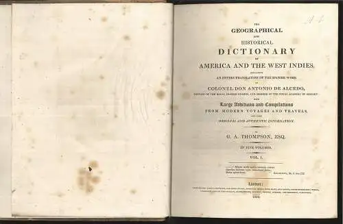 The Geographical and Historical Dictionary of America and the West Indies. Conta