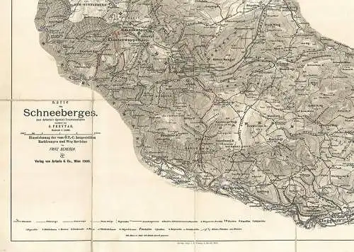 Karte des Schneeberges. Aus Artaria`s Spezial-Touristenkarte. Einzeichnu 1164-24