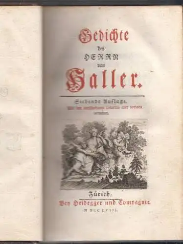 Gedichte des Herrn von Haller. HALLER, [Albrecht v.].