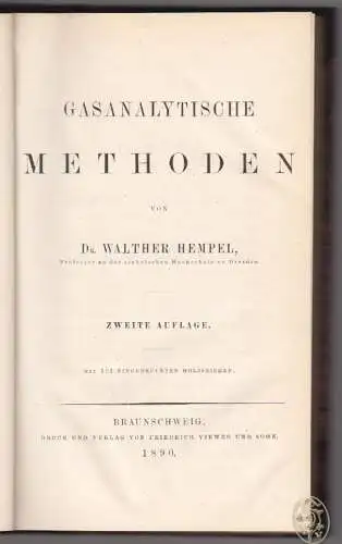 Gasanalytische Methoden. HEMPEL, Walther.