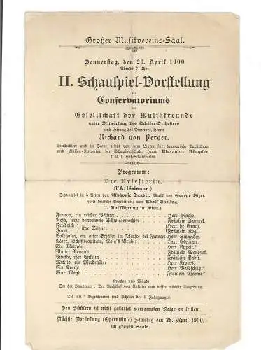 Großer Musikvereins-Saal. Donnerstag, den 26. April 1900. Abends 7 Uhr: II. Scha