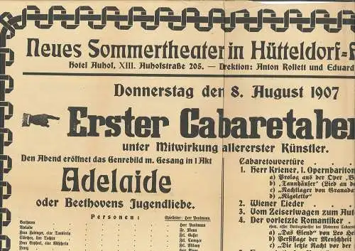 Neues Sommertheater in Hütteldorf-Hacking. Hotel Auhof, XIII. Auhofstraß 1281-24