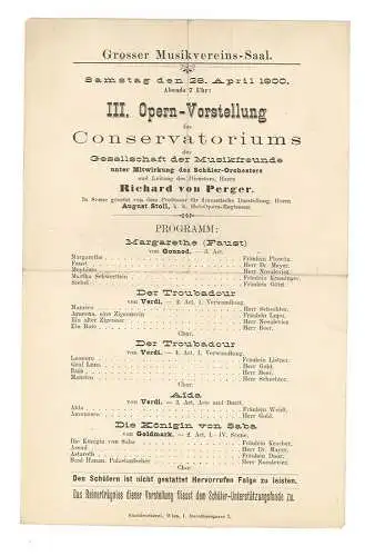 Großer Musikvereins-Saal. Samstag, den 28. April 1900. Abends 7 Uhr:  III. Opern