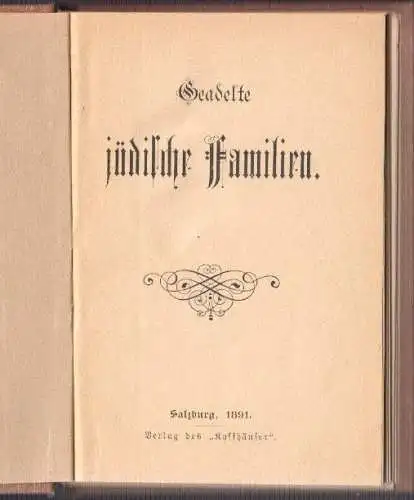 Geadelte jüdische Familien. 1891