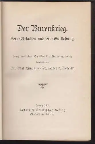 Der Burenkrieg. Seine Ursachen und seine Entstehung. Nach amtlichen Quellen der