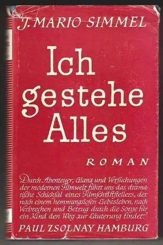 Ich gestehe Alles. Roman. SIMMEL, Johannes Mario.