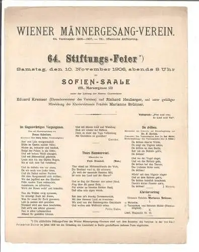 Wiener Männergesang-Verein. 64. Vereinsjahr 1906-1907. 781. öffentliche Aufführu