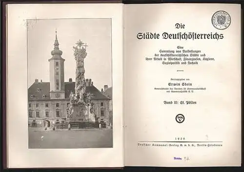 Die Städte Deutschösterreichs. Eine Sammlung von Darstellungen der deutschösterr