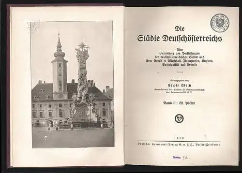 Die Städte Deutschösterreichs. Eine Sammlung von Darstellungen der deutschösterr