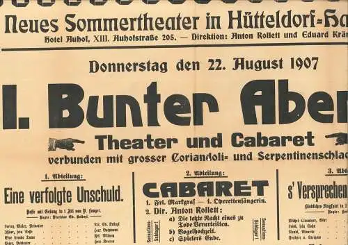 Neues Sommertheater in Hütteldorf-Hacking. Hotel Auhof, XIII. Auhofstraß 1243-24