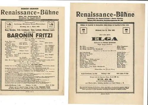 Renaissance-Bühne. Wien VII., Neubaugasse 36. Konvolut von 41 Theaterzetteln und