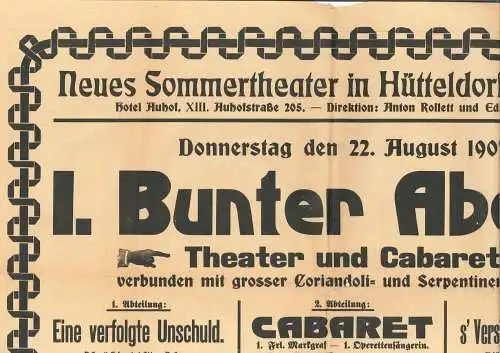 Neues Sommertheater in Hütteldorf-Hacking. Hotel Auhof, XIII. Auhofstraß 1240-24