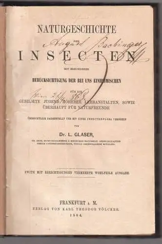 Naturgeschichte der Insecten mit besonderer Berücksichtigung der bei uns Einheim