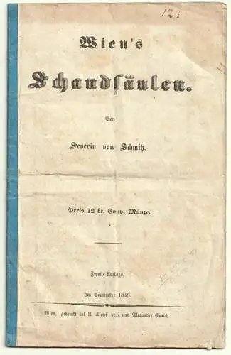 Wien`s Schandsäulen. SCHMITZ, Severin v.