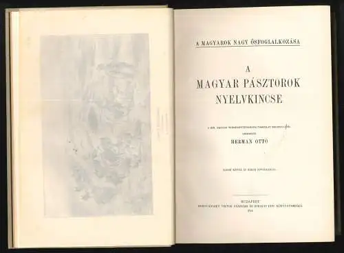 A Magyar pásztorok nyelvkincse. [Wortschatz der ungarischen Hirten]. HERMAN, Ott