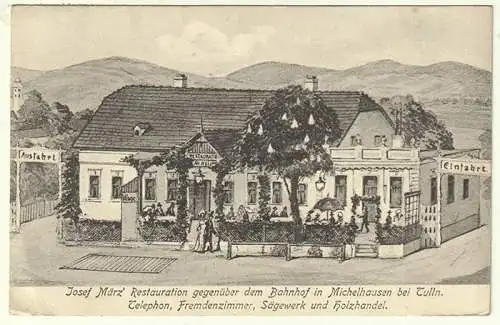 Josef März` Restauration gegenüber dem Bahnhof in Michelhausen bei Tulln. Telefo