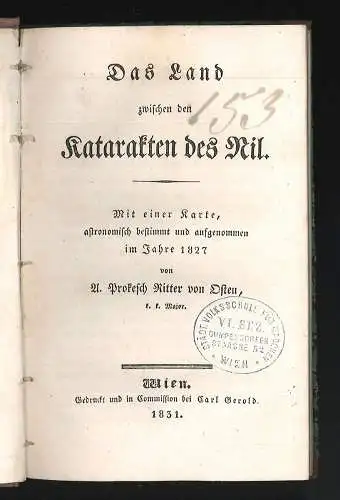 Das Land zwischen den Katarakten des Nil. PROKESCH von OSTEN, Anton Ritter v.